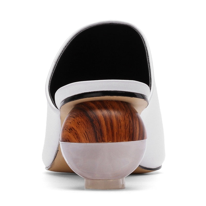 Marble Heel Leather Mule