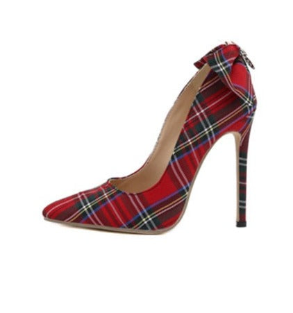 Plaid Pointed Toe Pump