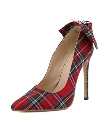 Plaid Pointed Toe Pump