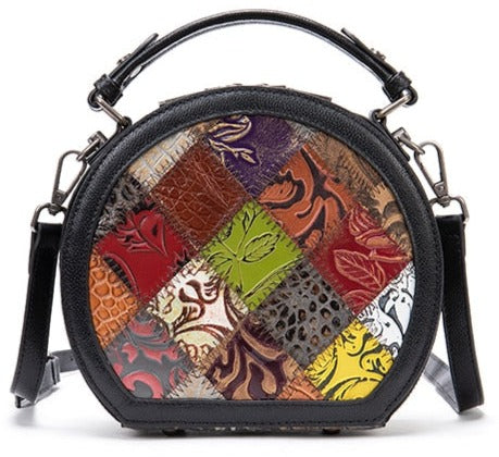 Patchwork Collision Leather Shoulder Bag