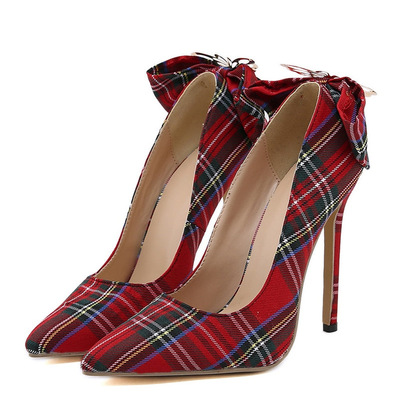 Plaid Pointed Toe Pump