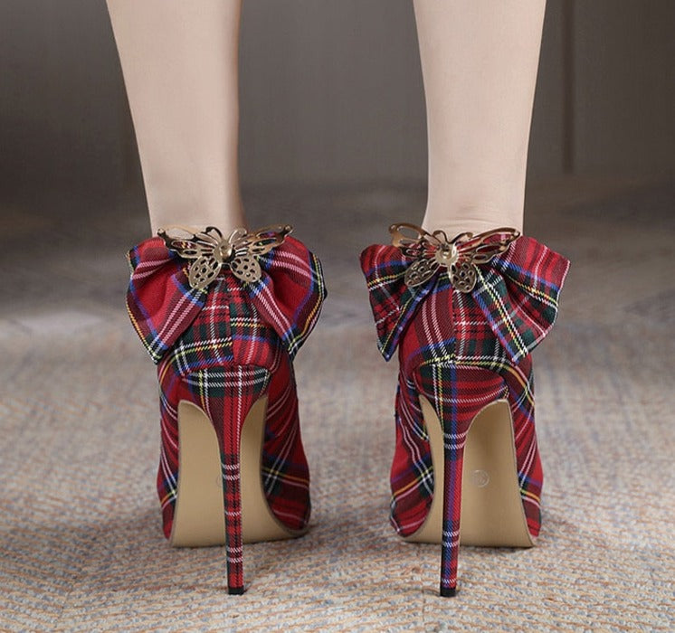 Plaid Pointed Toe Pump