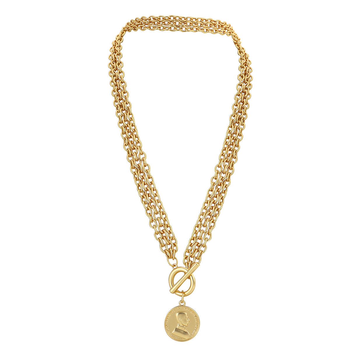 Portrait Coin Toggle Necklace