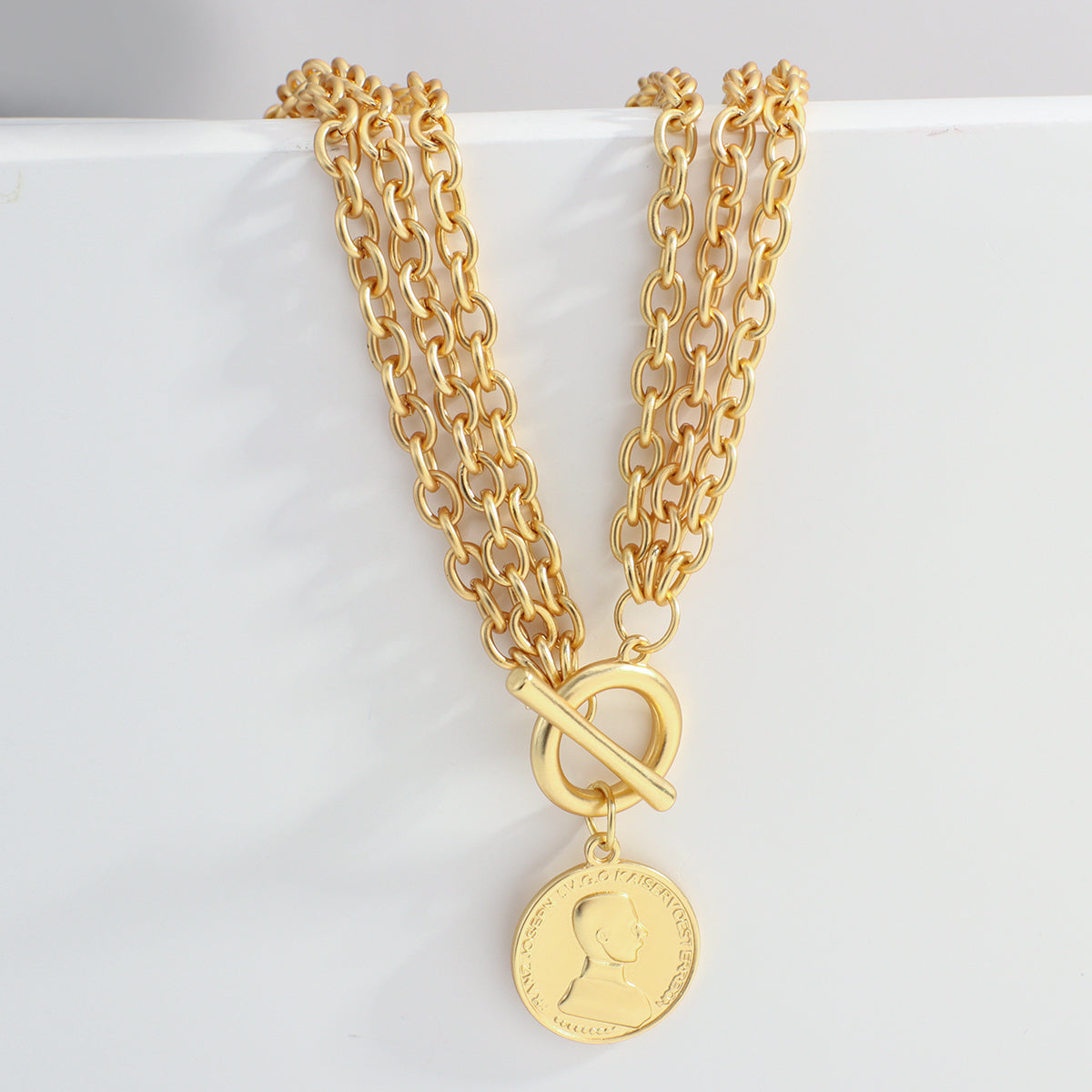 Portrait Coin Toggle Necklace