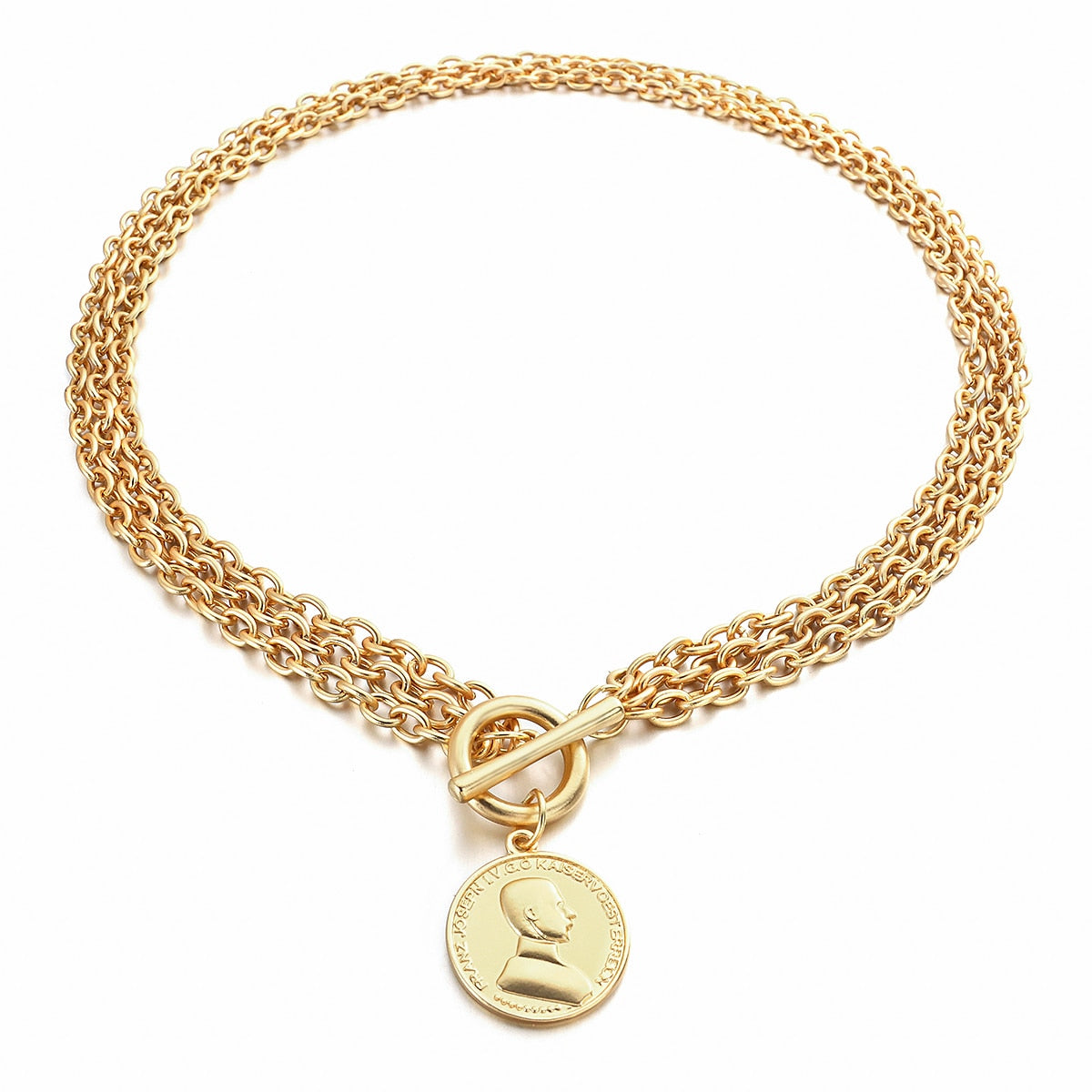 Portrait Coin Toggle Necklace