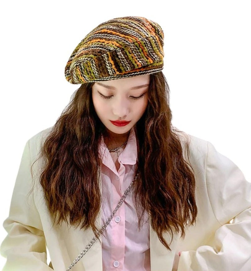 Octagonal Striped Beret