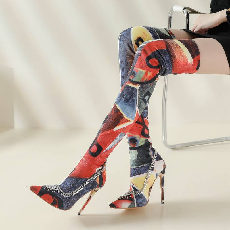 Abstract Over the Knee Boot
