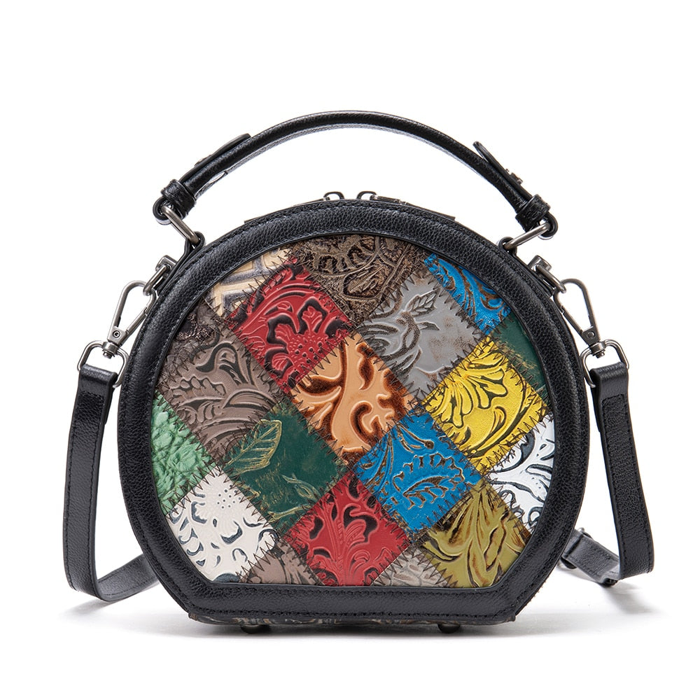 Patchwork Collision Leather Shoulder Bag