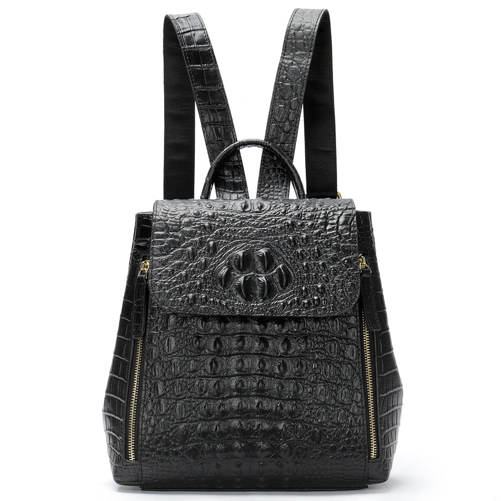 Croc-Embossed Leather Backpack