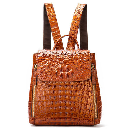 Croc-Embossed Leather Backpack