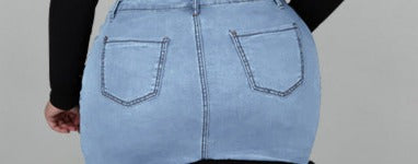 Teared Bottom Denim Maxi Skirt